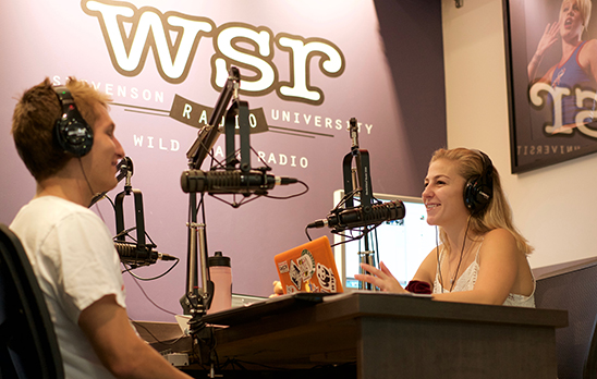 Students broadcasting from the radio studio